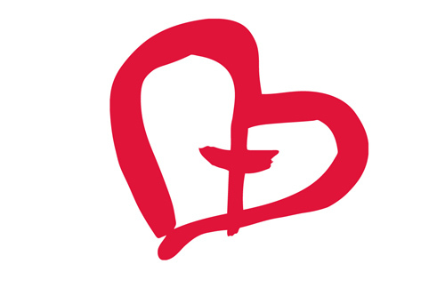 Yhteisvastuu logo punainen, jossa risti keskellä.