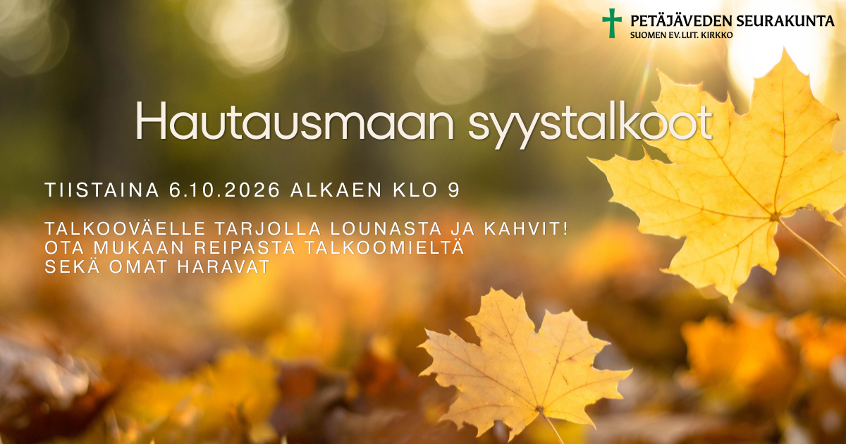 vaahteranlehtien päällä mainos talkoista