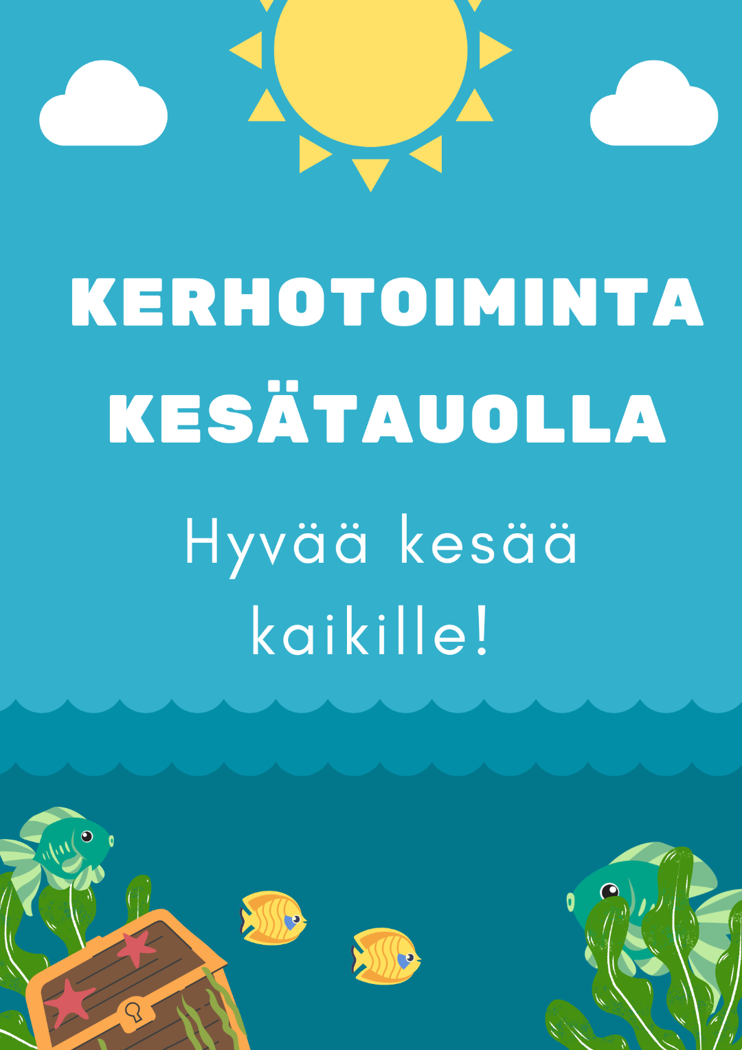 vedenpohjaa, aarrearkku, kaloja