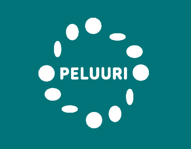 valkoisella tekstillä peluuri, joka vihreällä taustalla